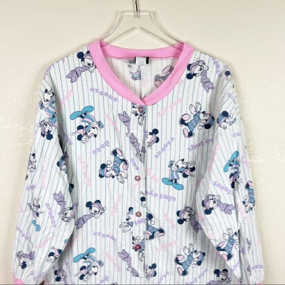 Vintage Disney Pjs One Piece Flannel Button Down Large - Picture 4 of 13